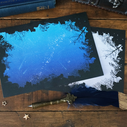 夜空様 オーダーページ 森の中から見上げた夜空 レターセット レターセット LALA CloveR. 通販