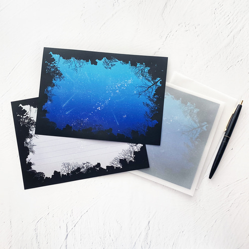 森の中から見上げた夜空 レターセット レターセット LALA CloveR. 通販