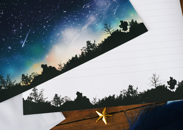 夜空に降り注ぐ流星柄 レターセット 8枚目の画像