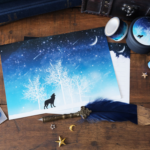 冬の星空・狼 レターセット レターセット LALA CloveR. 通販 6064601