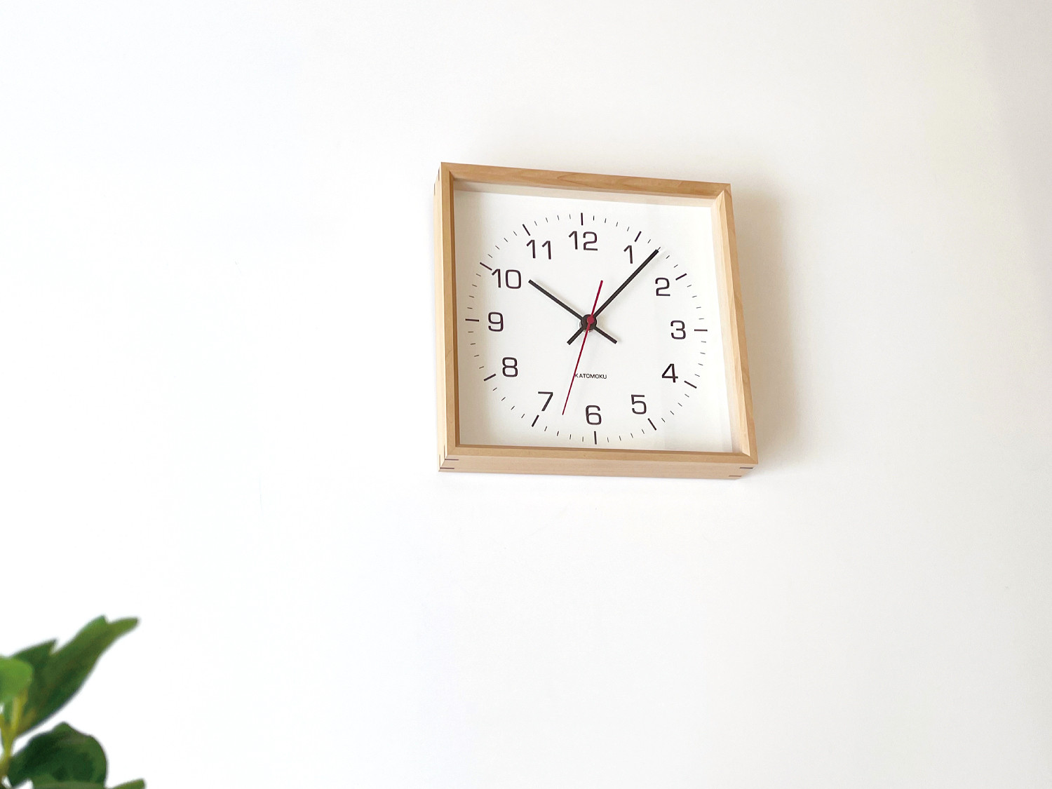 muku square clock 2 H.メープル km-65HM 掛け時計 木製 静か 四角