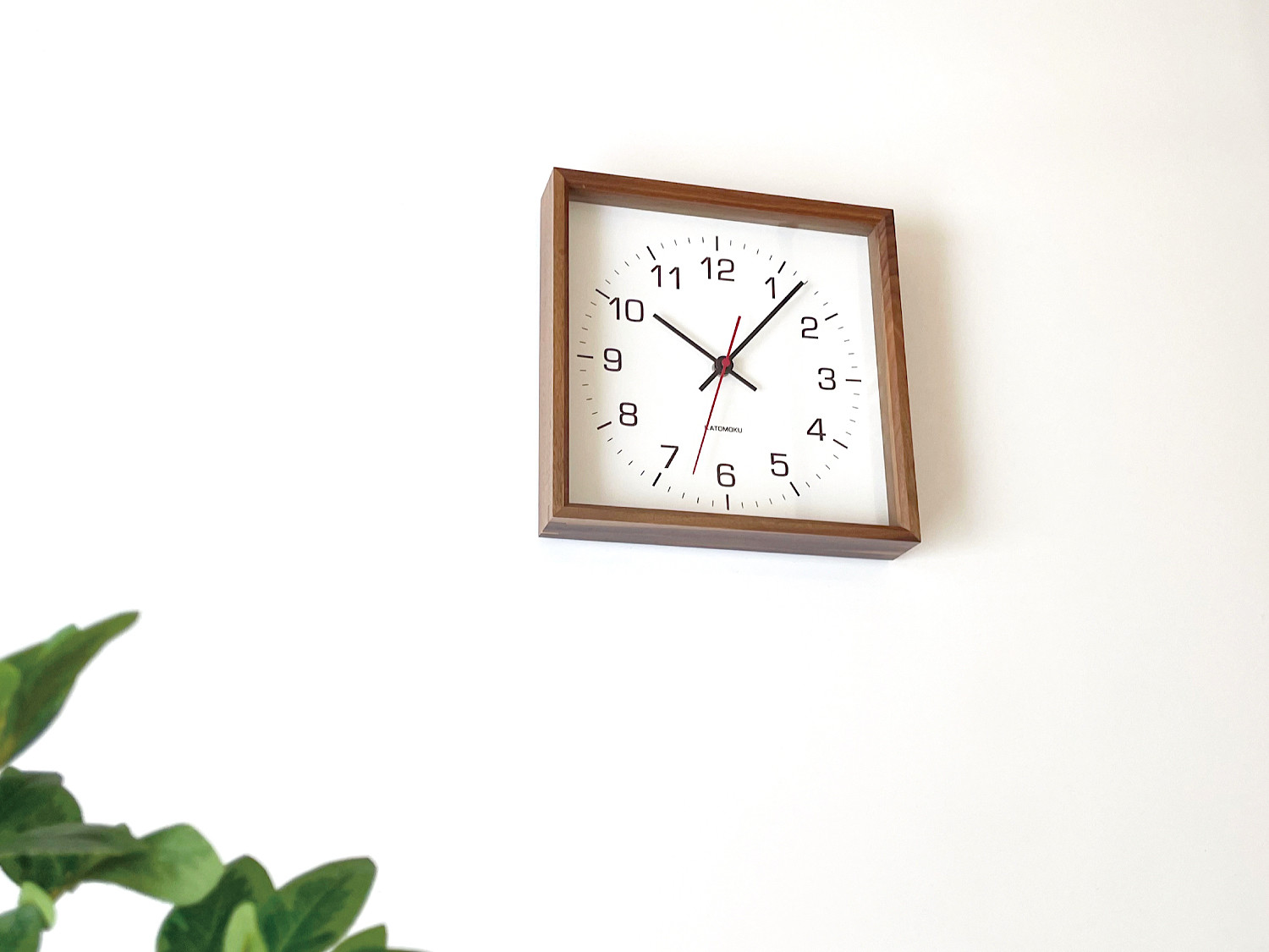 KATOMOKU muku square clock 2 ウォールナット km-65WA 掛け時計 木製 静か 四角