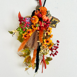 大人のハロウィンスワッグ ホワイトパンプキン パンパス アート