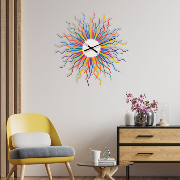 Medusaレインボー - 3 サイズのユニークなマルチカラー壁掛け時計