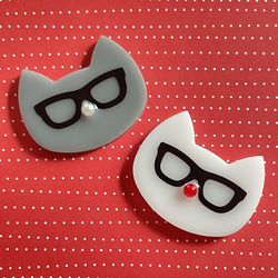 めがねネコのポニーフック     眼鏡猫ねこヘアカフヘアーカフヘアフックヘアーフックロシアンブルー母の日ギフトプレゼント 6枚目の画像