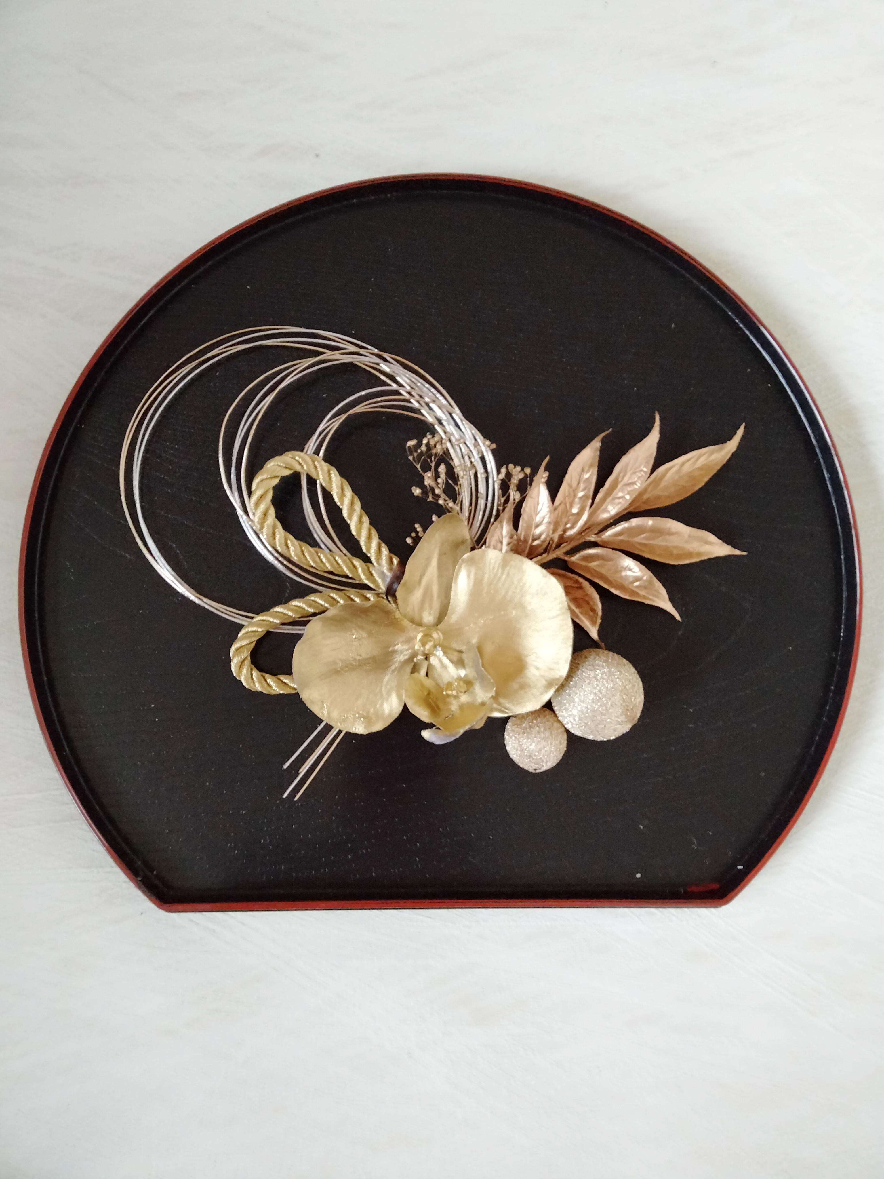 G2　金の胡蝶蘭　 白無垢　ドライフラワー　和玉　水引　成人式髪飾り　卒業式髪飾り   成人式　卒業式　結婚式　袴