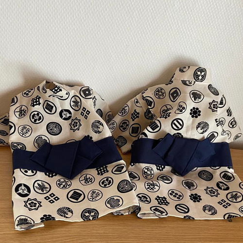 送料無料》帯色選べるペット用 浴衣 犬猫 家紋 ペット服・アクセサリー