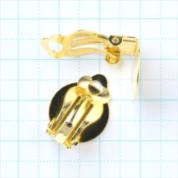 【10枚】夾式耳環，平板★15mm/金★附底座，蝶形彈簧 第2張的照片