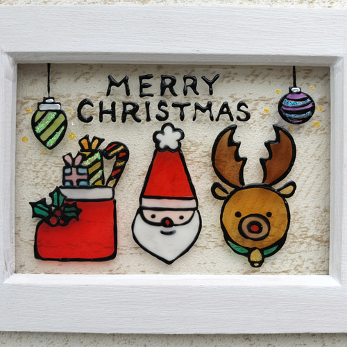 送料無料*ステンドグラス風*クリスマス・サンタクロース・トナカイ