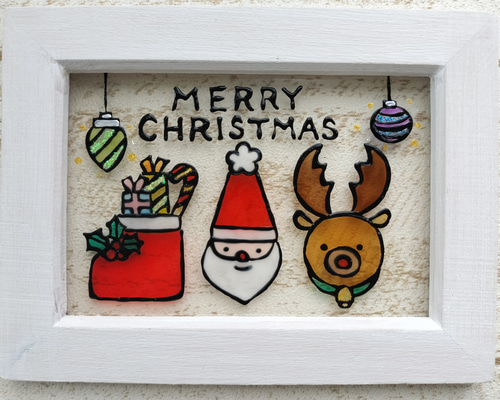 送料無料*ステンドグラス風*クリスマス・サンタクロース・トナカイ