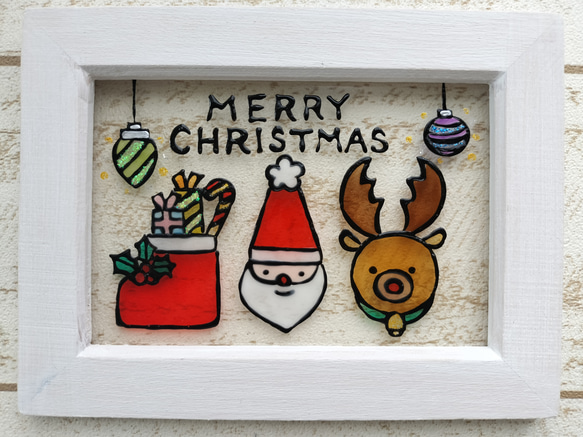 送料無料*ステンドグラス風*クリスマス・サンタクロース・トナカイ