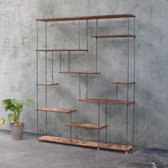 wood iron shelf 1500*1200*225〈ブラウン〉 1枚目の画像