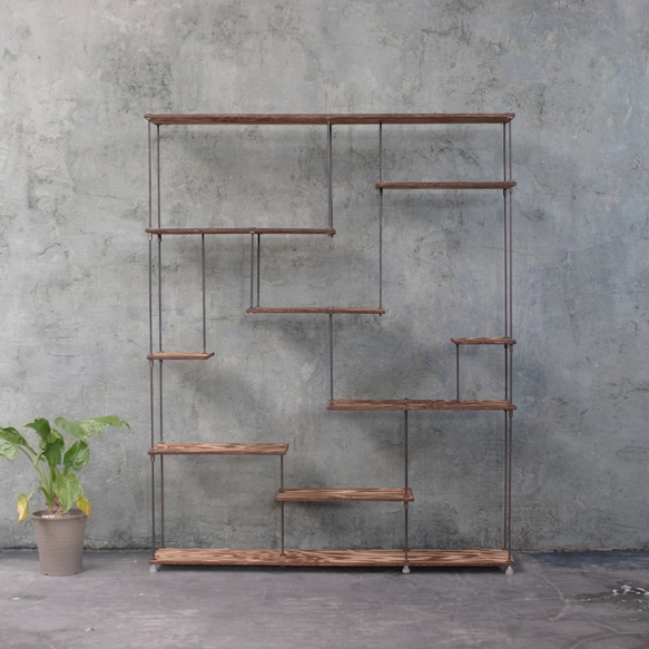 wood iron shelf 1500*1200*225〈ブラウン〉 2枚目の画像