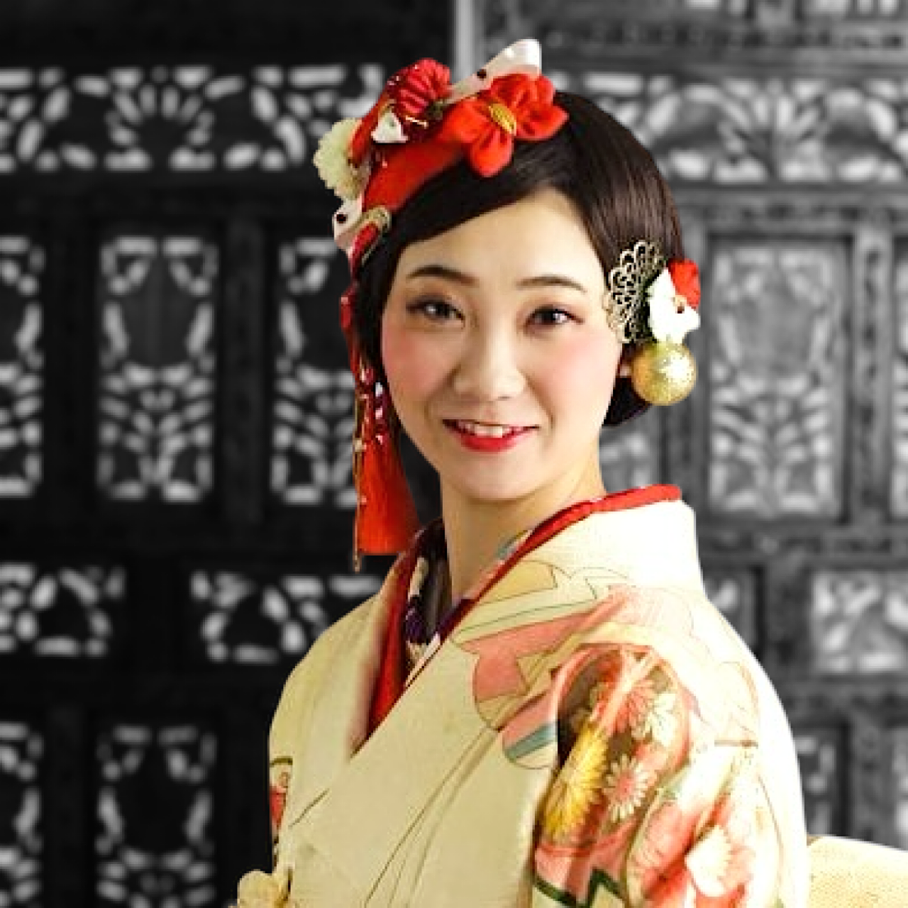 【送料無料】成人式　結婚式　髪飾り　赤　和モダン　大正ロマン　粋な和細工盛りボンネ京美人セット【色変更可能】
