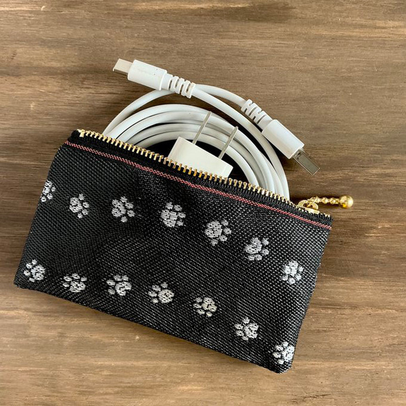 畳縁　狗狗貓的足跡　筆盒　 黑白 第5張的照片