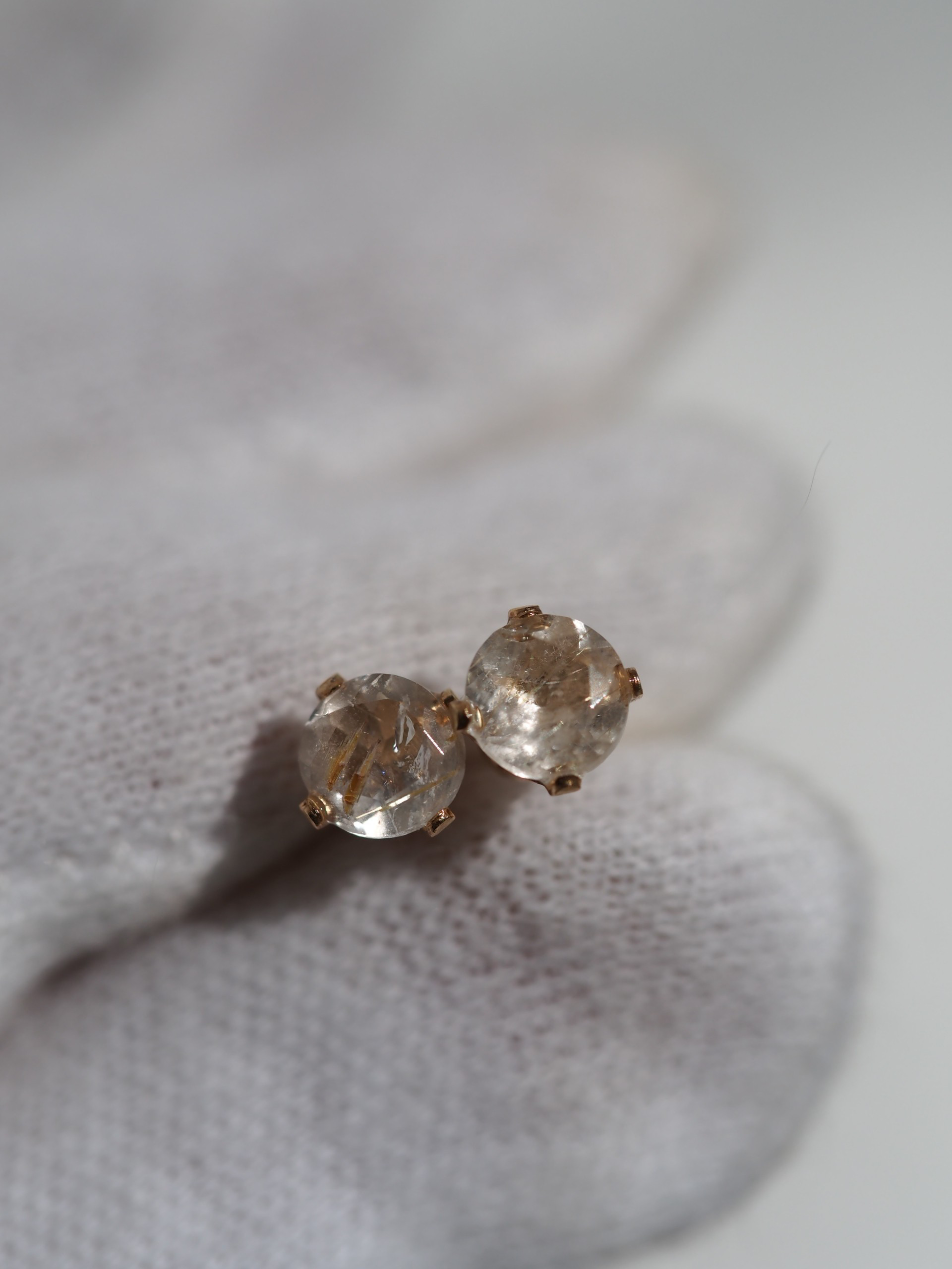 選択型：ゴールデンルチルクォーツ５（FC）　　K14gfスタッドピアス❀