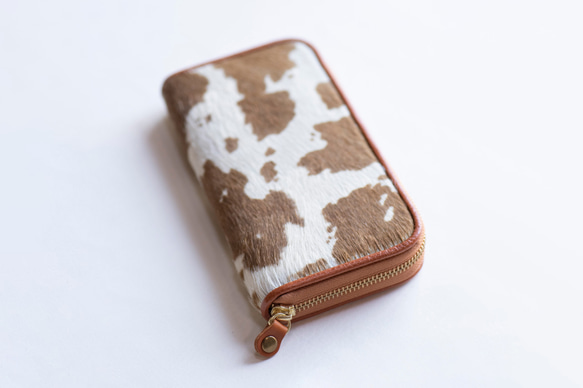ハラコ ラウンドファスナー ホルスタイン レディース 日本製 長財布