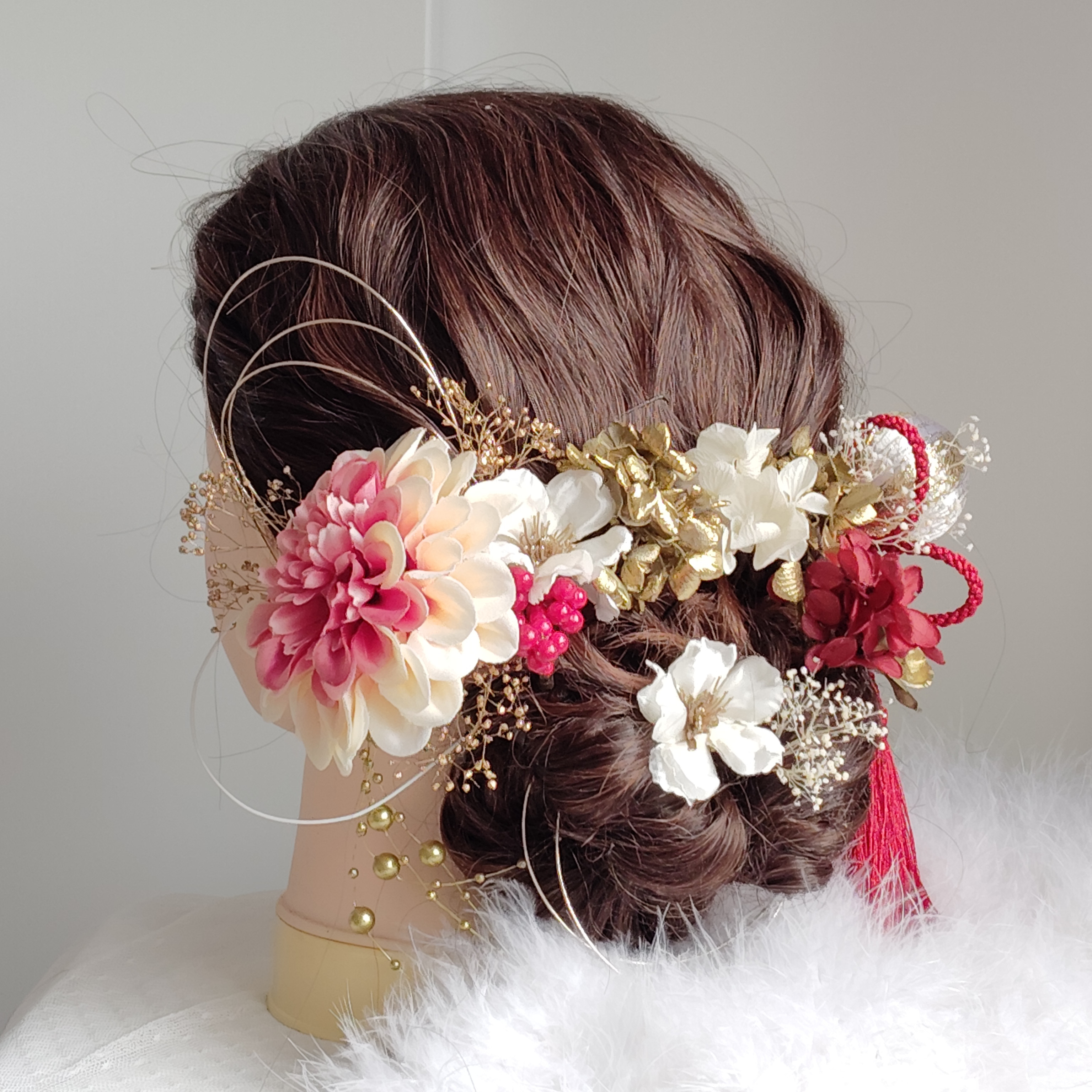 花華＿　枝垂れパールの和装髪飾り　結婚式髪飾り　卒業式髪飾り　成人式　卒業式　結婚式　成人式前撮り　前撮り　白無垢　振袖 6,653円