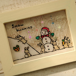 送料無料*ステンドグラス風*雪だるま・ウサギ・冬･ハンドメイド♪ 3枚目の画像