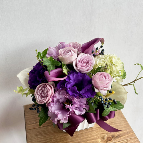 生花】フラワーアレンジメント エレガントパープル ドライフラワー 花