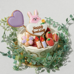【うさぎのバースデーセット】アイシングクッキー クッキー ケーキデコレーション バースデーケーキ 誕生日 2枚目の画像