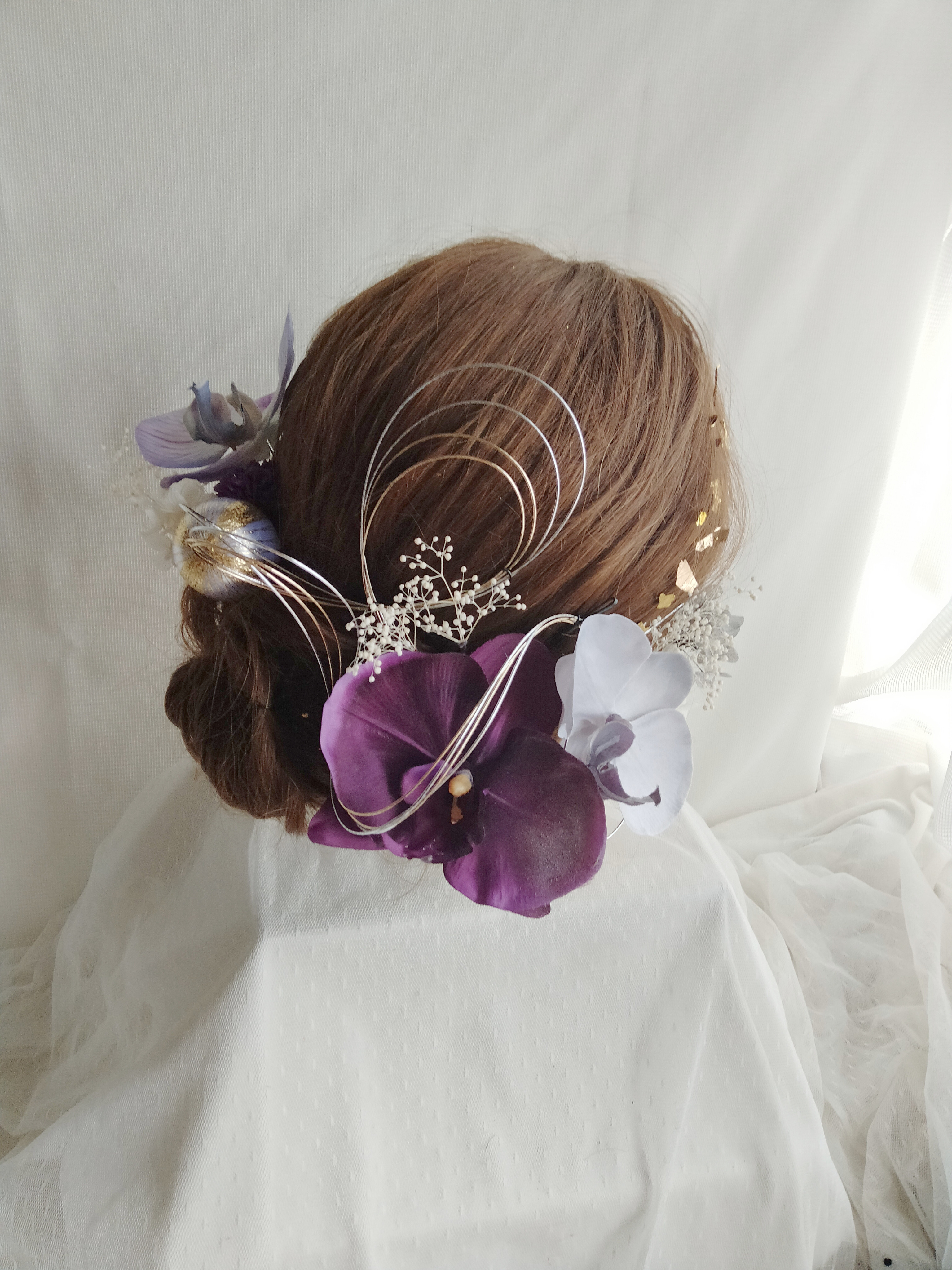 専用　成人式　卒業式　天竺牡丹の花簪　梅花後挿し　花兎玉簪　薄紫鹿の子 専用 成人式 卒業式 天竺牡丹の花簪 梅花後挿し 花兎玉簪 薄紫
