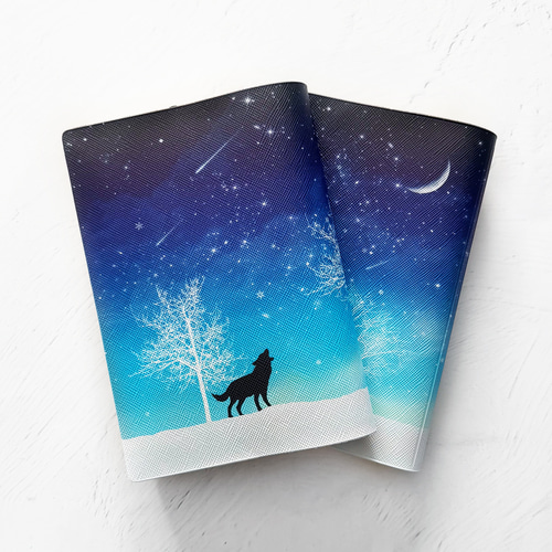 冬の星空・狼 ブックカバー・手帳カバー（A6）ほぼ日手帳カバー