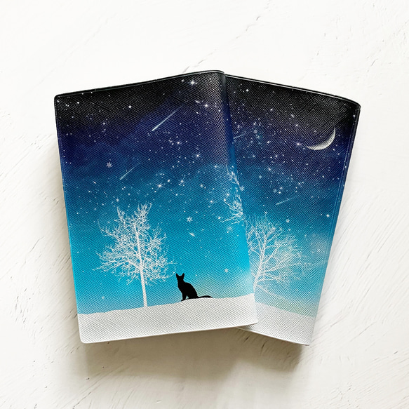 Winter Starry Sky / 貓書封面 / 筆記本封面 (A6) Hobonichi Techo 封面平裝 Moon 第1張的照片