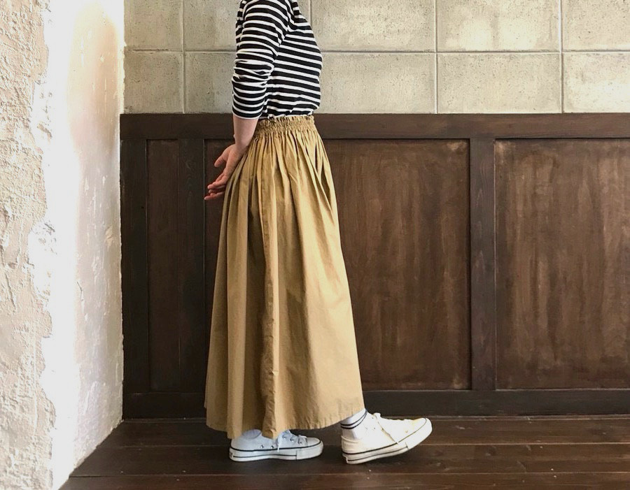 Curensology F タイプライタースカート ギャザー ブラウン ドレープ