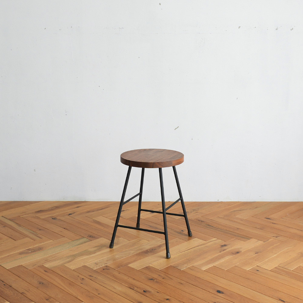 《高さ変更可能》【ウォールナット】スツール / アイアン・ウッド