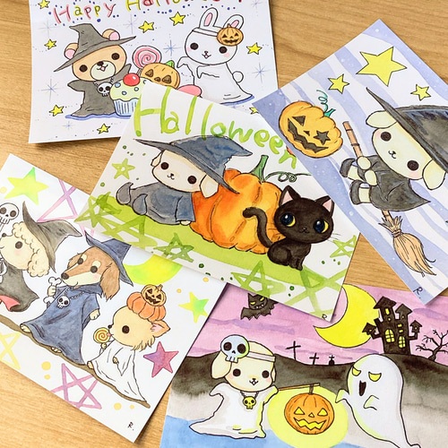 ハロウィン イラストポストカード 5枚セット(組み合わせ変更可