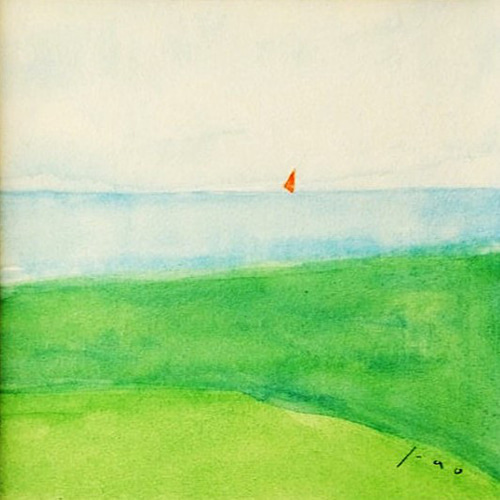 海の絵｜原画「夏の日」水彩イラスト ※木製額縁入り 絵画 絵と額縁