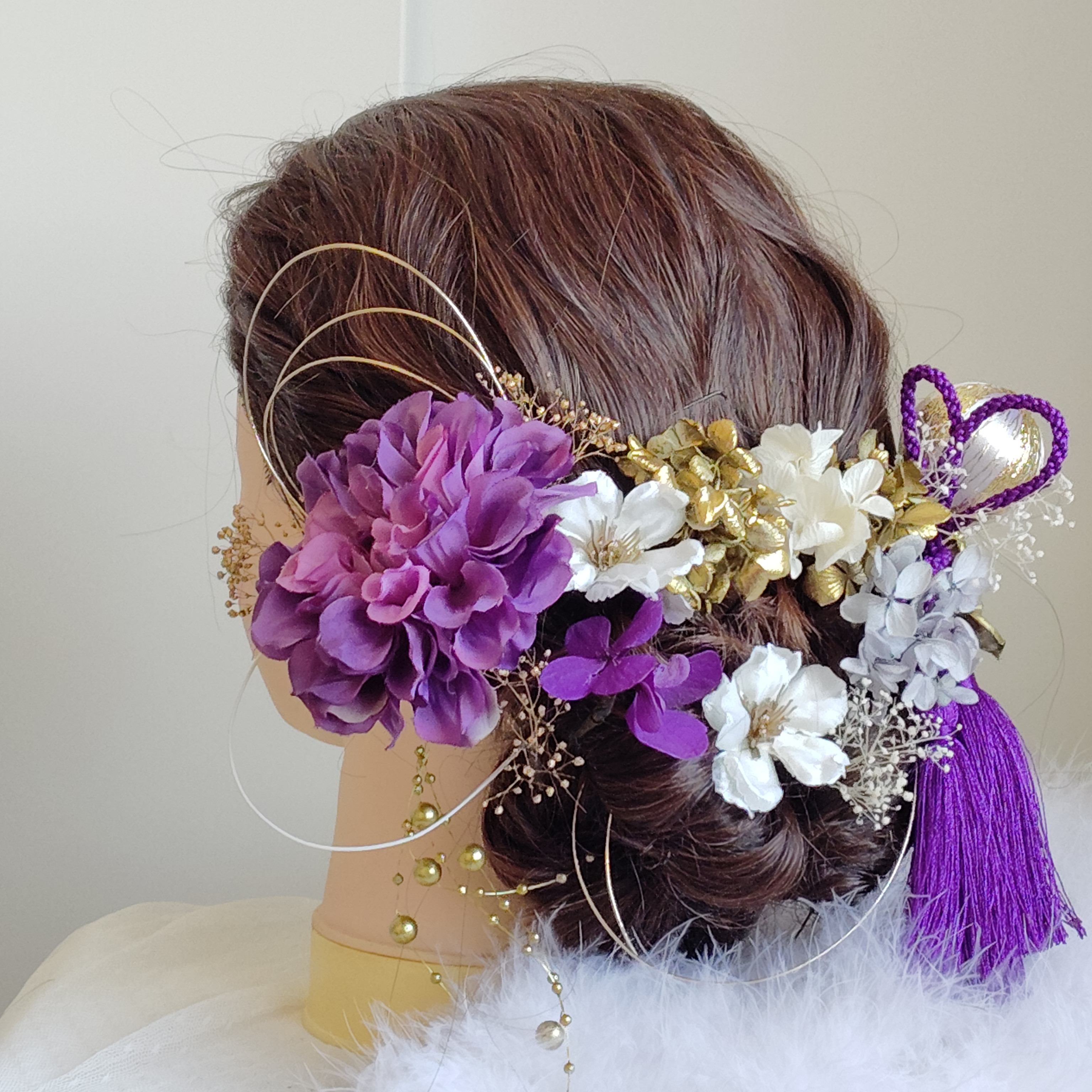 花華＿　枝垂れパールの和装髪飾り　結婚式髪飾り　卒業式髪飾り　成人式　卒業式　結婚式　成人式前撮り　前撮り　白無垢　振袖