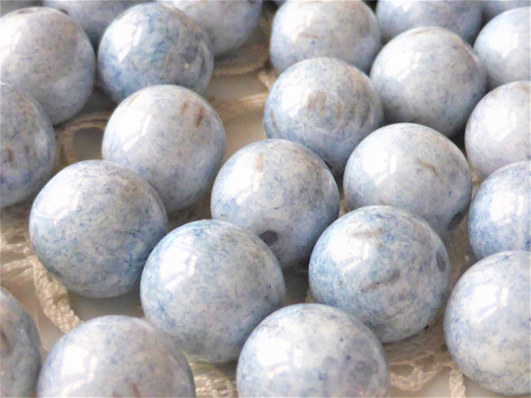 まんまるくすみブルー　チェコビーズCzech Glass Beads６個 6枚目の画像
