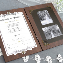 結婚式でのオススメアイテム♪木製ブック　木製の結婚証明書×フォトフレーム 1枚目の画像