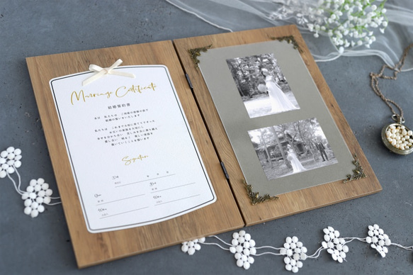 結婚式でのオススメアイテム♪木製ブック　結婚証明書×フォトフレーム 3枚目の画像