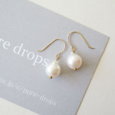 【K18・K10】 あこや バロックパール 1粒ドロップピアス －イヤリング変更可－（pdp-0001）