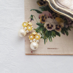 *fleuron-cotton pearl-*ピアスorイヤリング/真鍮×コットンパール 1枚目の画像