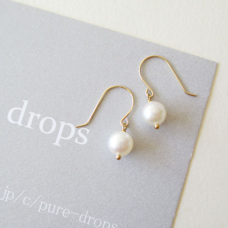 【K18・K10】 あこやパール 1粒ドロップピアス －イヤリング変更可－（pdp-0003）