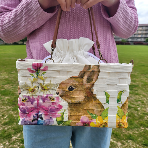 激レアねことうさぎパネル生地 ハンドメイド ミニバック 激レアねこと