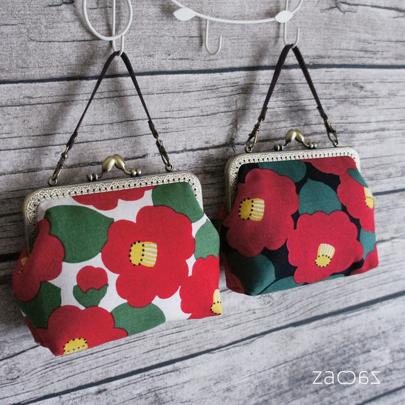 送料無料》手提げがま口ポーチ*椿 がま口 zaczac 通販 6142753｜Creema