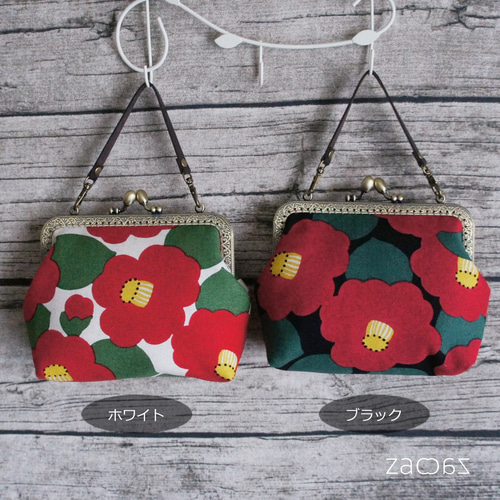 送料無料》手提げがま口ポーチ*椿 がま口 zaczac 通販 6142753｜Creema