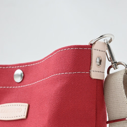 Sサイズ/軽量＆500mlペット・傘が縦に入る便利なショルダー/安心の国産帆布×ヌメ革#レッド 11枚目の画像