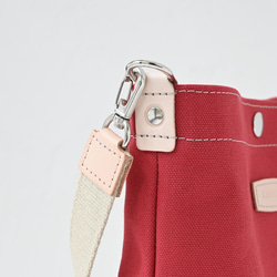 Sサイズ/軽量＆500mlペット・傘が縦に入る便利なショルダー/安心の国産帆布×ヌメ革#レッド 6枚目の画像