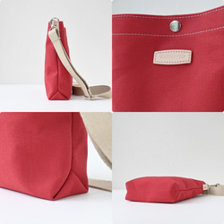 Sサイズ/軽量＆500mlペット・傘が縦に入る便利なショルダー/安心の国産帆布×ヌメ革#レッド 8枚目の画像