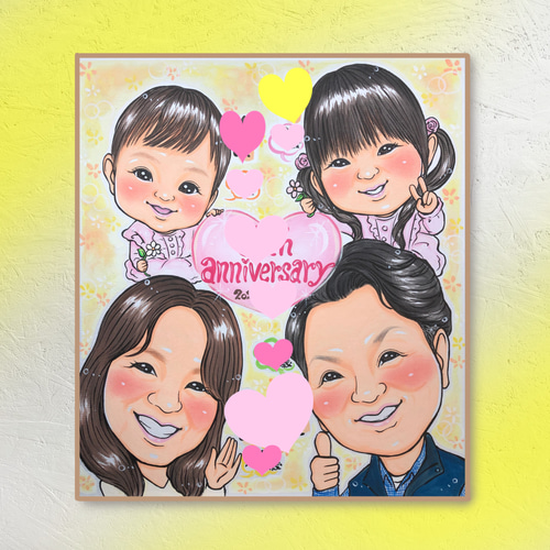 似顔絵オーダー　似顔絵　色紙　3枚 似顔絵オーダー(色紙に3名様)