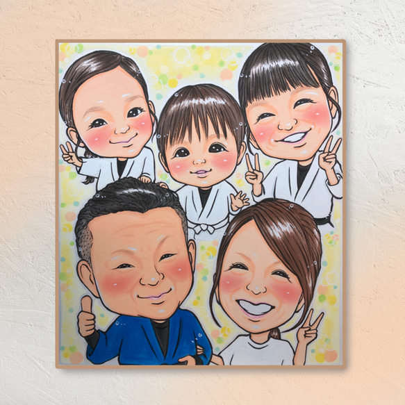 オーダー似顔絵【3名様】色紙★還暦・古稀・米寿・お祝いに 5枚目の画像