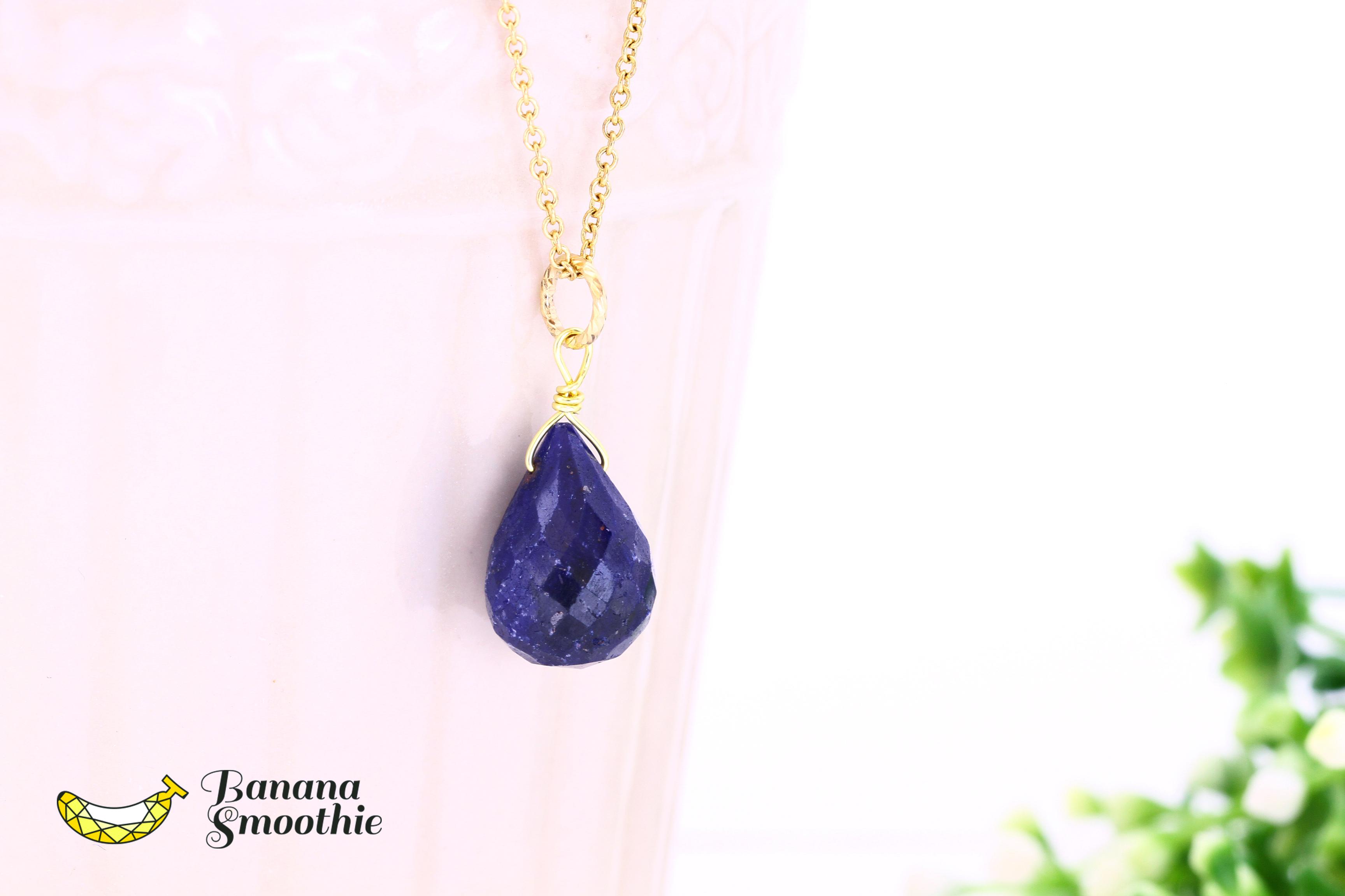 超シンプルで美しい ブルーサファイア ドロップ 14kgf ネックレス 9月誕生石