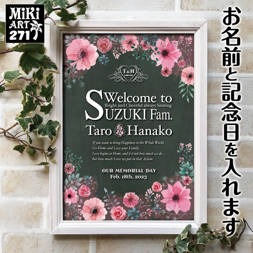 おうちウェルカムボード✦名前入れ✦ショップ看板・パネル・玄関