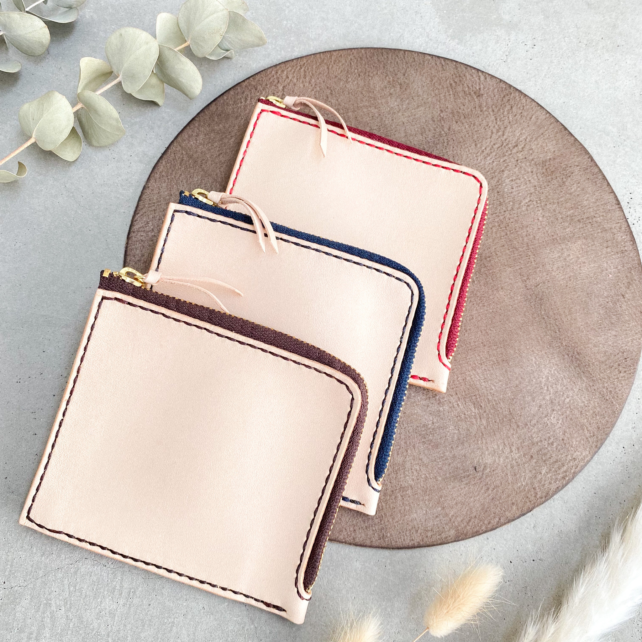 選べるカラー♪ L字ファスナーのレザーミニ財布《刻印名入れ可◎》